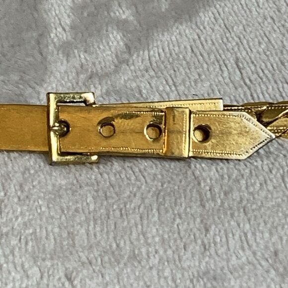 VTG 80s Accessocraft Gold Tone Metal Braided Leaf Belt 33\